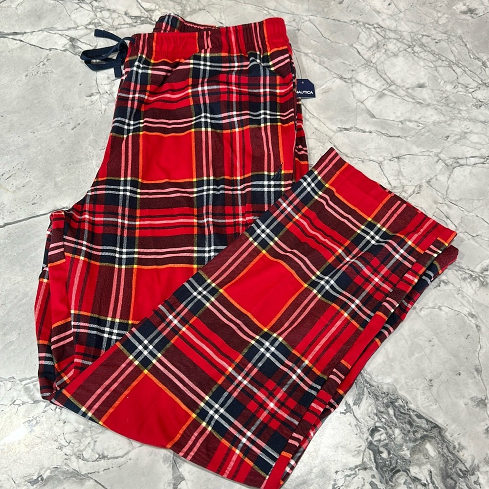 NWT! Nautica Plaid Pajama Bottoms with Elastic & Drawstring Waistband